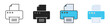 © Sabbir - office printer icon set. digital document print hardware illustration for business paperwork and fax output technology