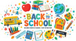 © Ultimate - Back to school banner with colorful supplies and educational icons