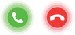 © GraphicSpark - Phone call icon set for answer, decline, telephone, handset and communication functions. Accept and reject symbols for mobile calling and contact applications. vector icons