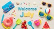 © Garam - Colorful July celebration greeting with festive decorations and confetti.