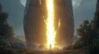 © Muhamat - Ancient Stone Monolith with Glowing Energy and Lone Figure