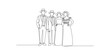 © Kartik - A line drawing of four people standing together in a simple continuous line art style