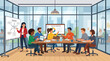 © Rizky - Diverse Group of Students and Business Professionals Collaborating in Classroom and Cafe Settings with Laptops, Teamwork, Meetings, and Education Activities