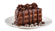 © Constantin - Decadent chocolate cake slice with rich ganache and frosting swirls, isolated on transparent background