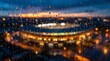 © Zoko - Raindrops on window with blurred night stadium lights bokeh