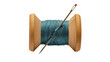 © Mihai - Wooden spool with teal thread and metal needle, isolated on transparent background
