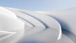 © ilham - 3D render of an abstract white curved pavilion or smooth futuristic architecture under a blue sky. Minimalist bright background for modern design concepts