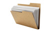 © Alexander - Brown cardboard file folder holding stack of white paper sheets, isolated on transparent background