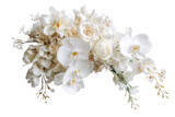 Elegant cascading white floral bouquet with orchids and roses