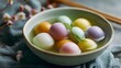 © arayabandit - Colorful traditional Chinese tangyuan glutinous rice balls are served in a sweet ginger soup bowl celebrating Dongzhi Winter Solstice Festival with cultural holiday traditions.