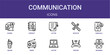 © Izzat - Set of 10 thin line Communication icons for dashboards, websites and mobile app layouts. Editable outline vector pack featuring global from communication collection. Thin such as network, business.