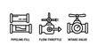 © MAHMUDA  - Industrial pipe and valve control icon set with throttle industry plumbing mechanism engineering infrastructure technical equipment industrial monochrome management components pressurized