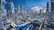 © Valentyna - White abstract city block skyline with clean architectural lines, modern urban design for backdrop wallpaper surface, future