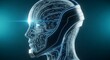 © AestheticLens - Futuristic digital human head with glowing circuit design technology illustration