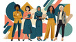 © Googl - Diverse professional women standing together in a modern corporate illustration