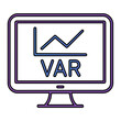 © Bishal  - Vector illustration of a VAR monitor screen line icon depicting the pitch-side display used by referees during video review checks in soccer in minimal style.