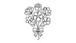 © MD - Vector illustration of a flower bouquet line icon depicting clustered blossoms bound together with stems, suited for lifestyle, floral shop, and spring season UI designs.
