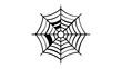 © Ashok - Vector illustration of a spider web line icon with delicate spun threads forming a symmetrical pattern in a smooth minimal outline style, suited for Halloween, outdoor nature, and decorative design ki