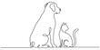 © Shan masih - Continuous line drawing of a dog and a cat sitting together isolated on transparent background