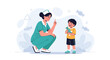 © Natana - Nurse teaches child about healthy eating and candy prohibition in a playful, illustrative style