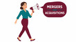 © Asya - Businesswoman announcing mergers and acquisitions with megaphone.