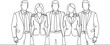 © acehair - Continuous line art of a professional business team standing together.
