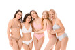 © Pixel-Shot - Beautiful different happy body positive women in underwear isolated on white background