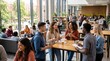 © Azorahaiá - Diverse group of young adults collaborating and socializing in a modern university common area