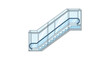 © Eliy - Modern escalator with glass enclosure and blue accents, isolated on white background.