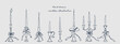 © herdesignstudio - A collection of hand drawn line art style candles and ribbon bow for wedding or romantic dinner illustration.
