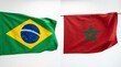 © mstsakhina - Flags of brazil and morocco waving side by side isolated on white background