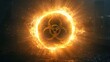 © akberrahmanullah - Biohazard symbol glows brightly within a ring of intense fire that signifies a dangerous global outbreak.