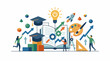 © klep - A colorful illustration of people engaging with education and creativity symbols