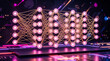 © Celt Studio - Artificial neural network architecture glowing pink nodes connected by complex golden lines deep machine learning algorithm modern future intelligence digital technology concept