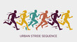 © Ai - Stylized illustration of a diverse group of runners in motion, perfect for sports branding, fitness content and event promotions