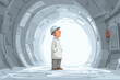 © Vector Shop - Man Wearing Tin Foil Hat in Underground Bunker isolated
