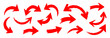 © Diana - Bright red curved arrows hand-drawn brush stroke icons with bold marker style isolated on a transparent png overlay background directional pointer symbols arrow silver outline pointing upwards icon