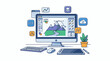 © Siapa - A computer monitor displays a graphic design of mountains
