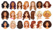 © Aripin - Diverse cartoon women with various hairstyles.