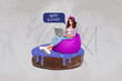 © deagreez - Poster banner full 3d photo collage of happy girl guy stand cake make wish birthday party celebration event festive occasion holiday