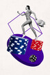 © deagreez - Image zine trend photo collage of happy girl guy stand chip stack casino game winning tournament jackpot capital roulette