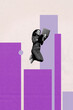 © deagreez - Image vertical 3d collage poster of happy businessman businesswoman run chart development statistics progress goal achievement