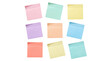 © Terri - Collection of nine blank square sticky notes in various soft pastel colors.