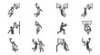 © Elly - Black and white basketball player illustrations.