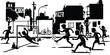 © MstTauhida - Urban Street Soccer Match Silhouette Illustration