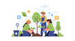 © Novita - People planting a tree together for environmental conservation.