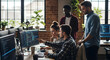 © Ferry - Diverse software developers collaborating on coding project in modern office