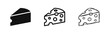 © drawing lines - Swiss cheese slice icon set in flat, line, and hand-drawn doodle style