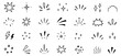 © Nayan - Minimalist sparkle symbols and starburst line art collection. hand drawn linear shine glint and dynamic accent explosion graphics set for design decoration, sparkle, shine, star, starburst, burst