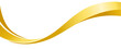 © Vector Tradition - Golden wave ribbon, gold gradient curve flow. Abstract wavy golden line at white background. Luxury gold wave, swoosh shape and elegant ribbon with smooth texture flowing from corner to corner